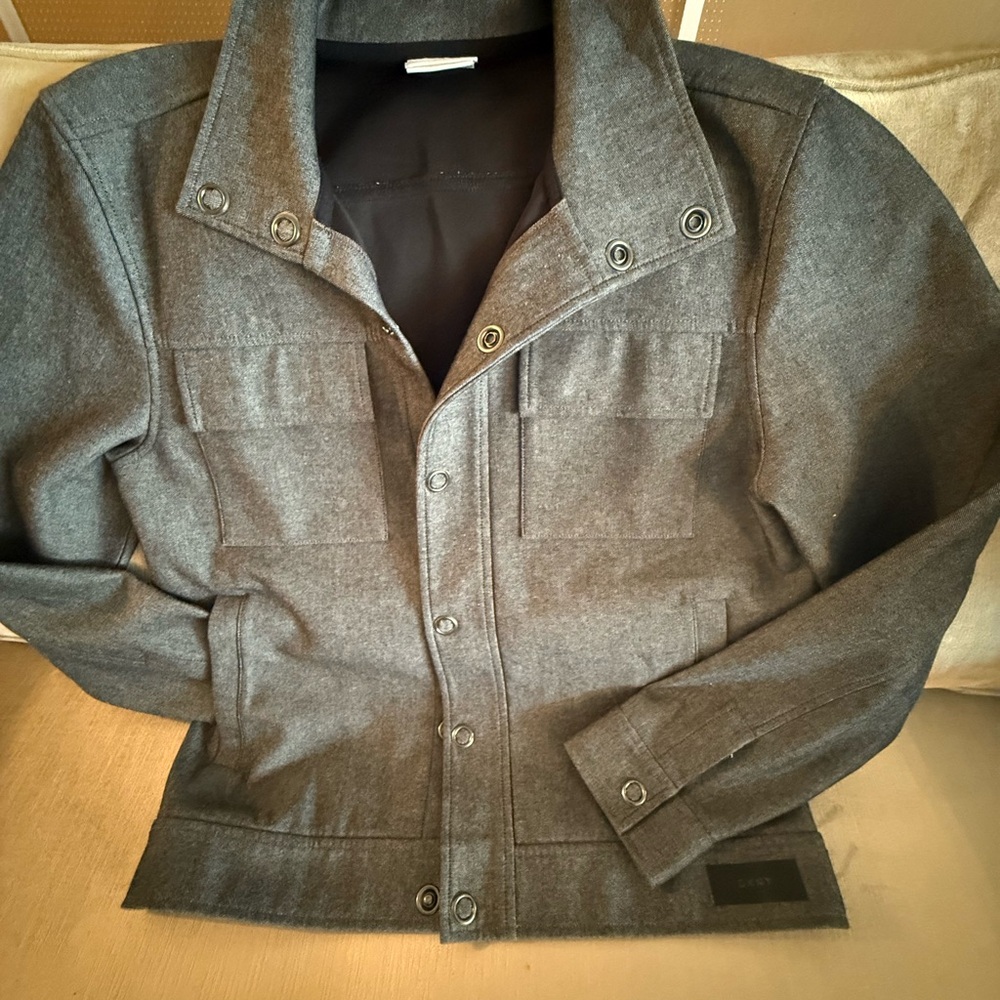 DKNY Charcoal Gray Military-Style Field Jacket